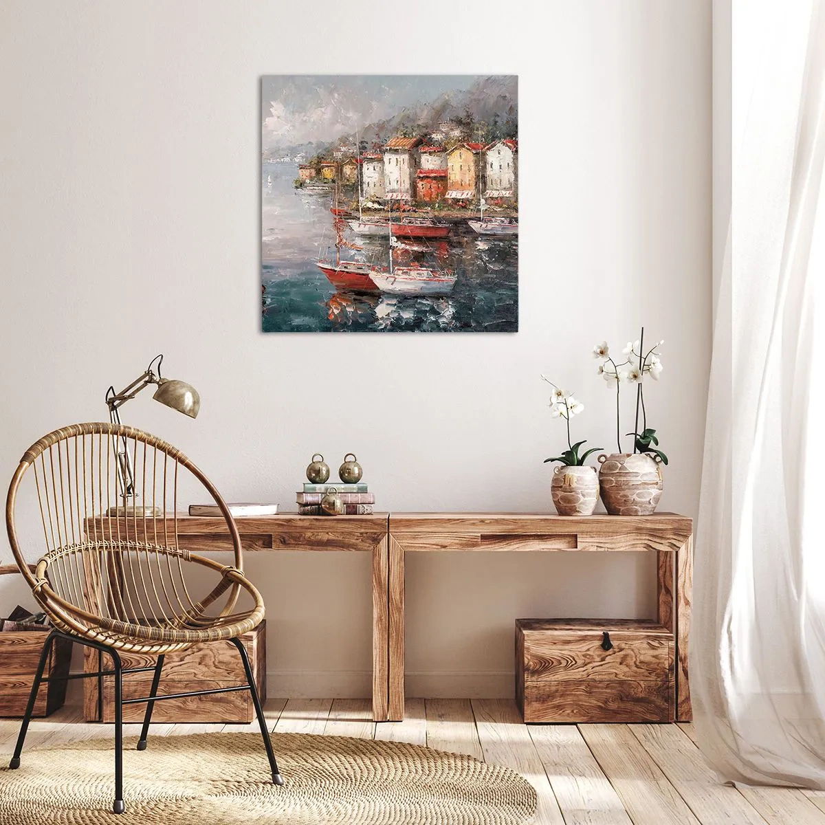 Obraz na płótnie - Romantyczna przystań - 40x40 cm