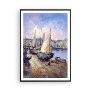 Plakat w czarnej ramie - Miasto nad zatoką - 70x100 cm