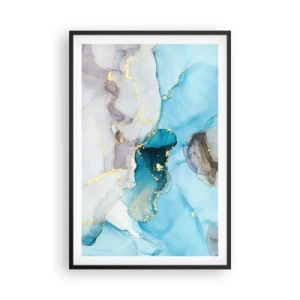 Plakat w czarnej ramie - Studium spotkania szarości z turkusem - 61x91 cm