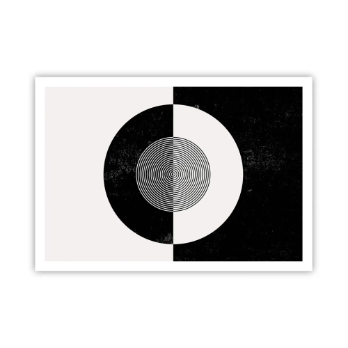 Plakat - Graficzny wzór w kontrastujących czerni i bieli - 100x70cm - Harmonia w czerni i bieli - Nowoczesna dekoracja ścienna do salonu i sypialni ARTTOR