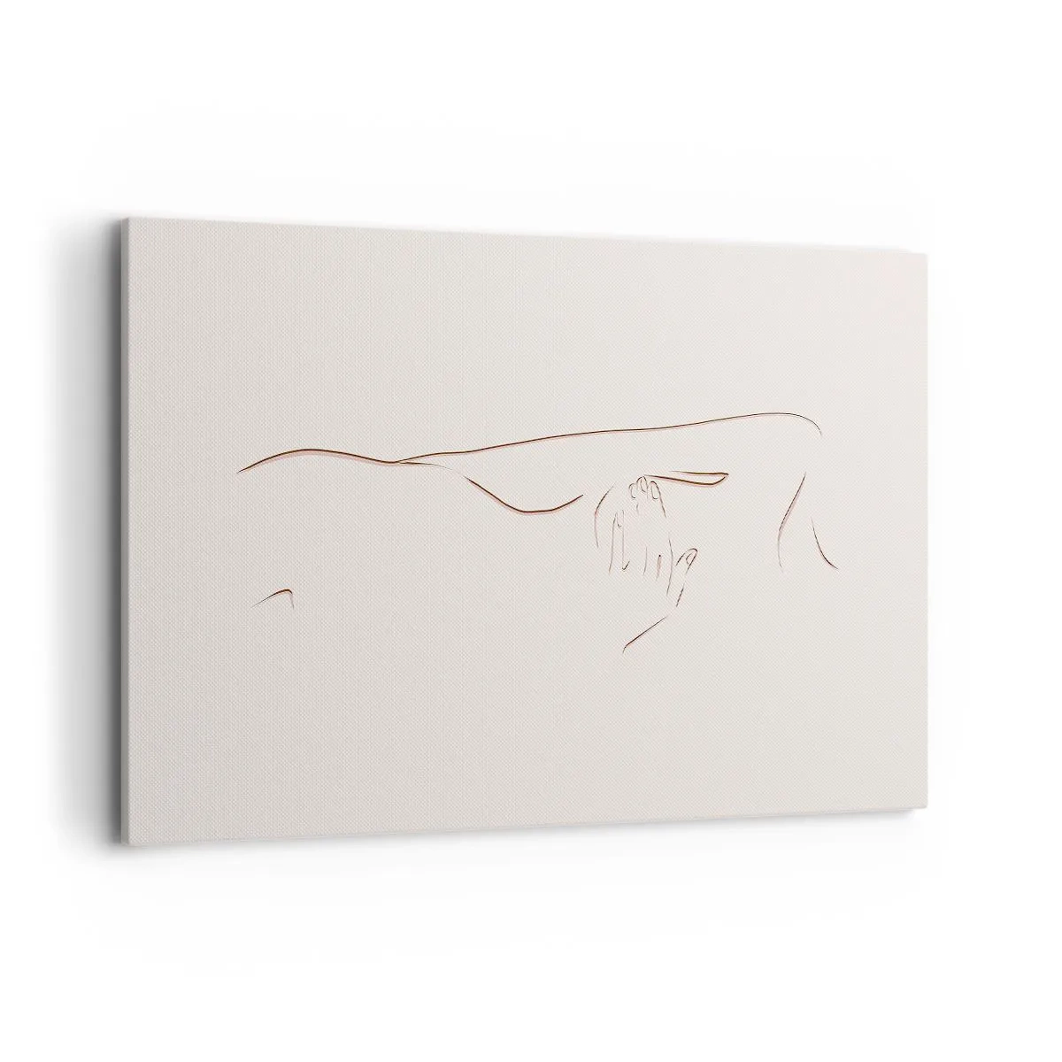 Obraz na płótnie - Subtelny rysunek linii przedstawiający sylwetkę na jasnym tle - 100x70cm - Kształt pragnienia - Nowoczesna dekoracja ścienna do salonu, kuchni i sypialni ARTTOR