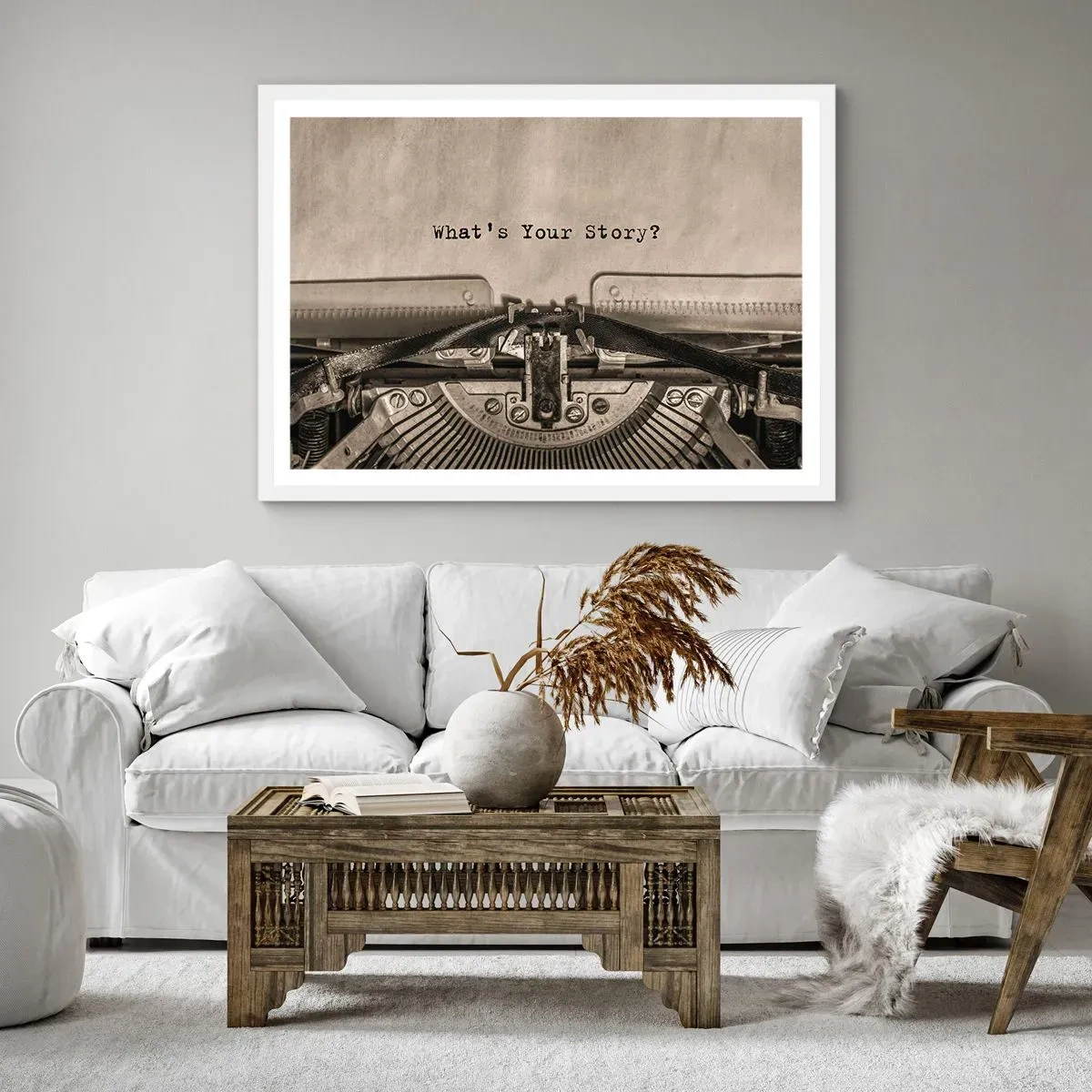 Plakat w białej ramie - Opowiedz mi - 40x30 cm