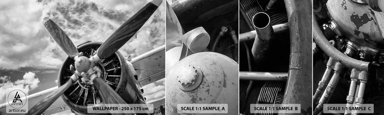 Fototapeta Próbka Standard Eco - Pogromca przestworzy - Samolot, Śmigło Samolotu, Vintage - 100x30 cm
