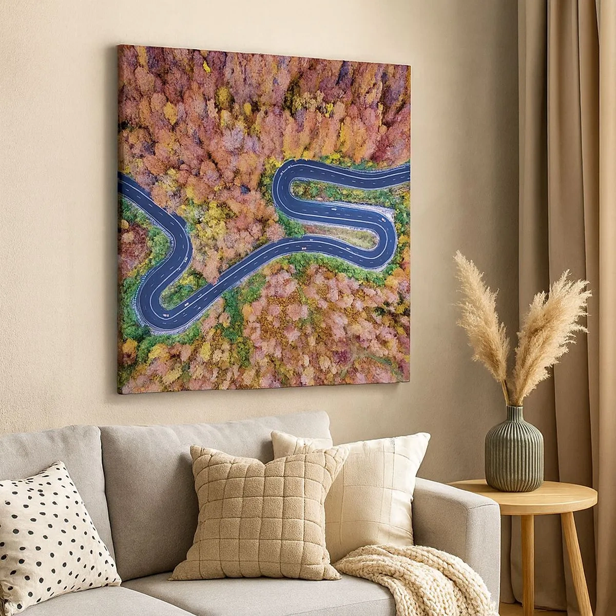 Obraz na płótnie - Krętą drogą poprzez las - 30x30 cm