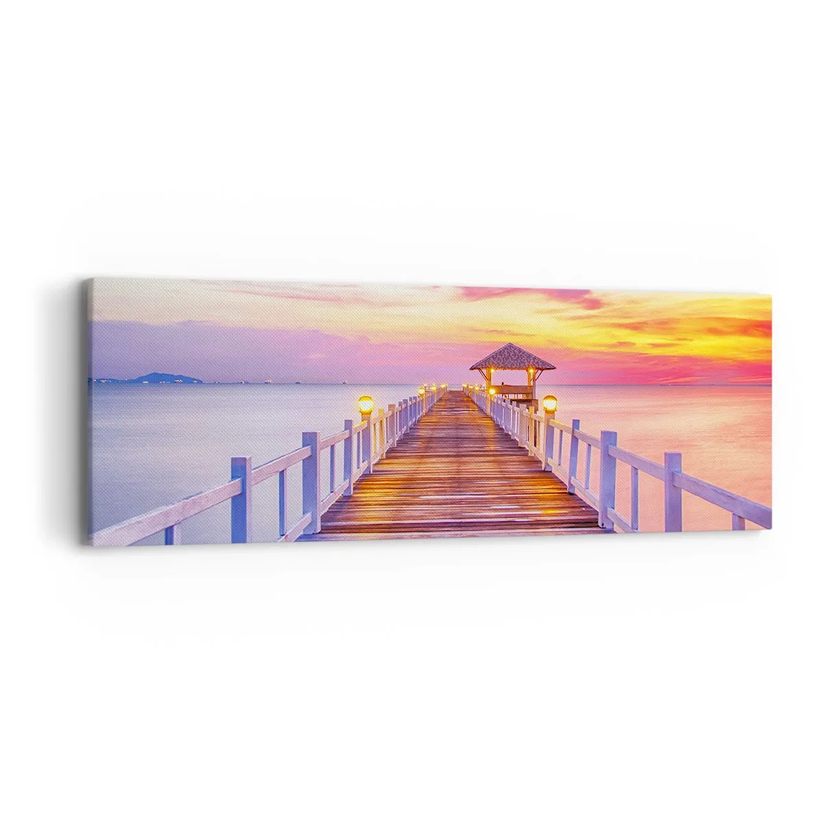 Obraz na płótnie - Liliowo-złota cisza wieczoru - 90x30 cm