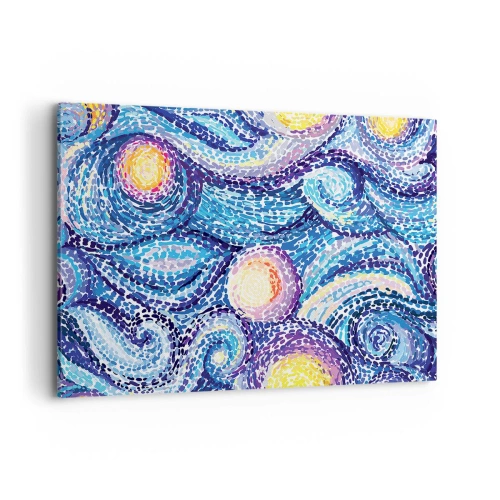 Obraz na płótnie - Artystyczna interpretacja gwiaździstego nieba w stylu van Gogha - 100x70cm - Z obrazu van Gogha - Nowoczesna dekoracja ścienna do salonu, kuchni i sypialni ARTTOR