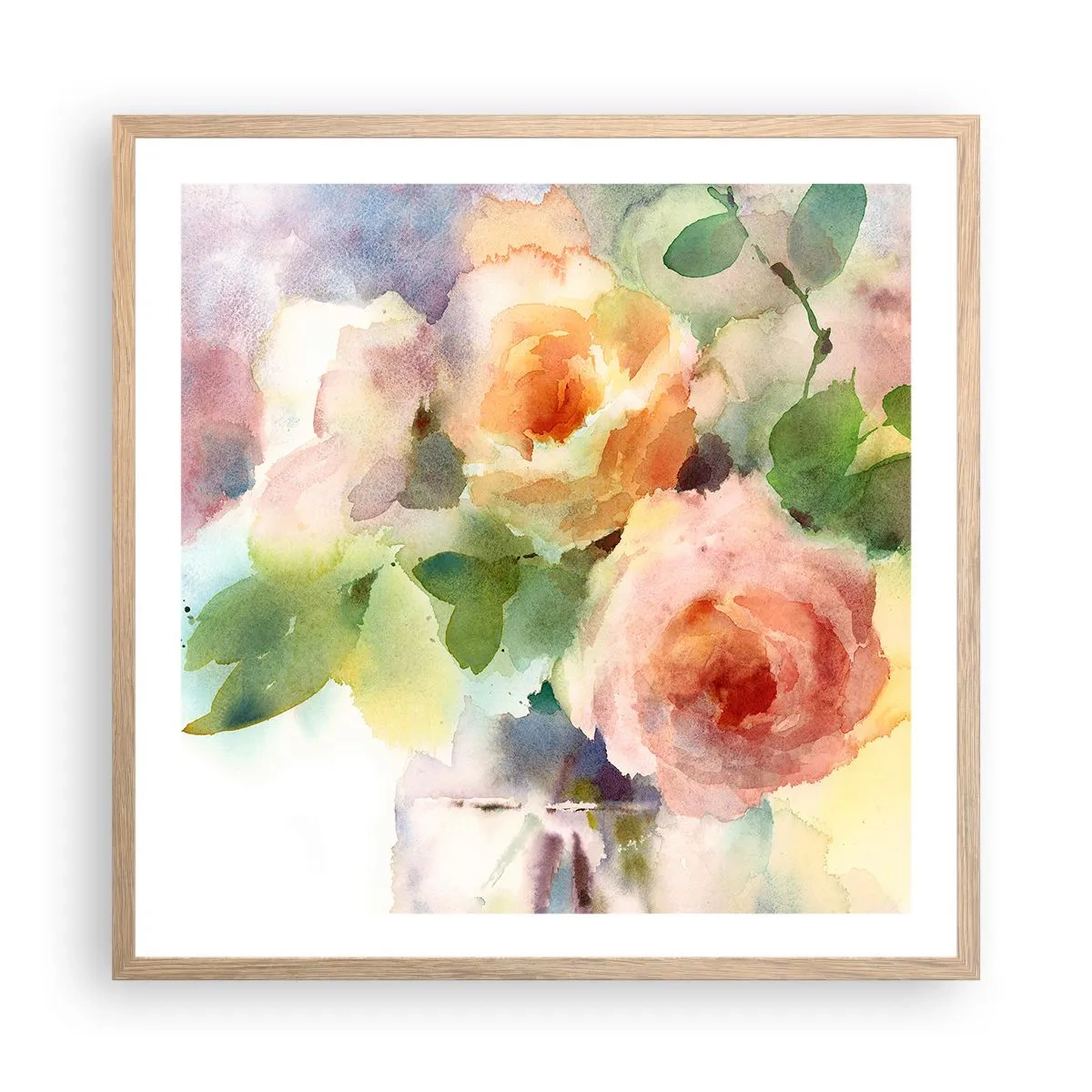 Plakat w ramie jasny dąb - Delikatne jak akwarela - 60x60 cm