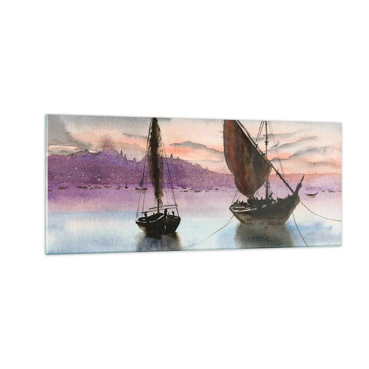 Obraz na szkle - Wieczór w porcie - 100x40 cm
