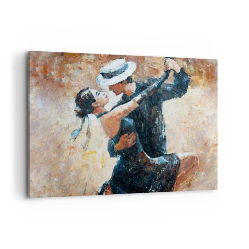 Obraz na płótnie - Para tańcząca tango w romantycznym, eleganckim stylu - 100x70cm - A la Rudolf Valentino - Nowoczesna dekoracja ścienna do salonu, kuchni i sypialni ARTTOR