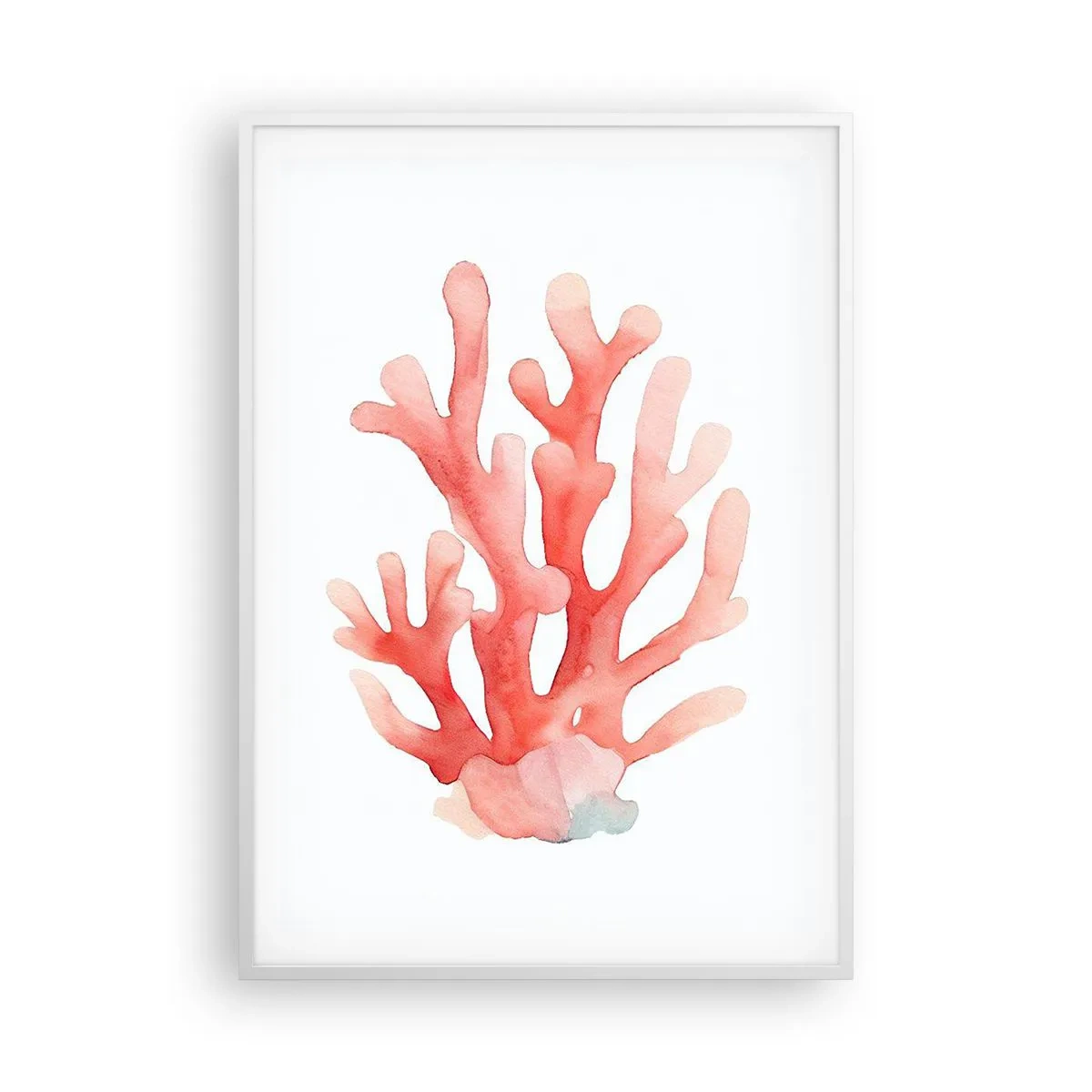 Plakat w białej ramie - Koral koloru koralowego - 70x100 cm