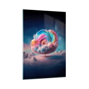 Obraz na szkle - Chmura w kształcie spirali w pastelowych barwach na niebie - 70x100cm - Sen o wesołym miasteczku - Nowoczesna dekoracja ścienna do salonu i sypialni ARTTOR