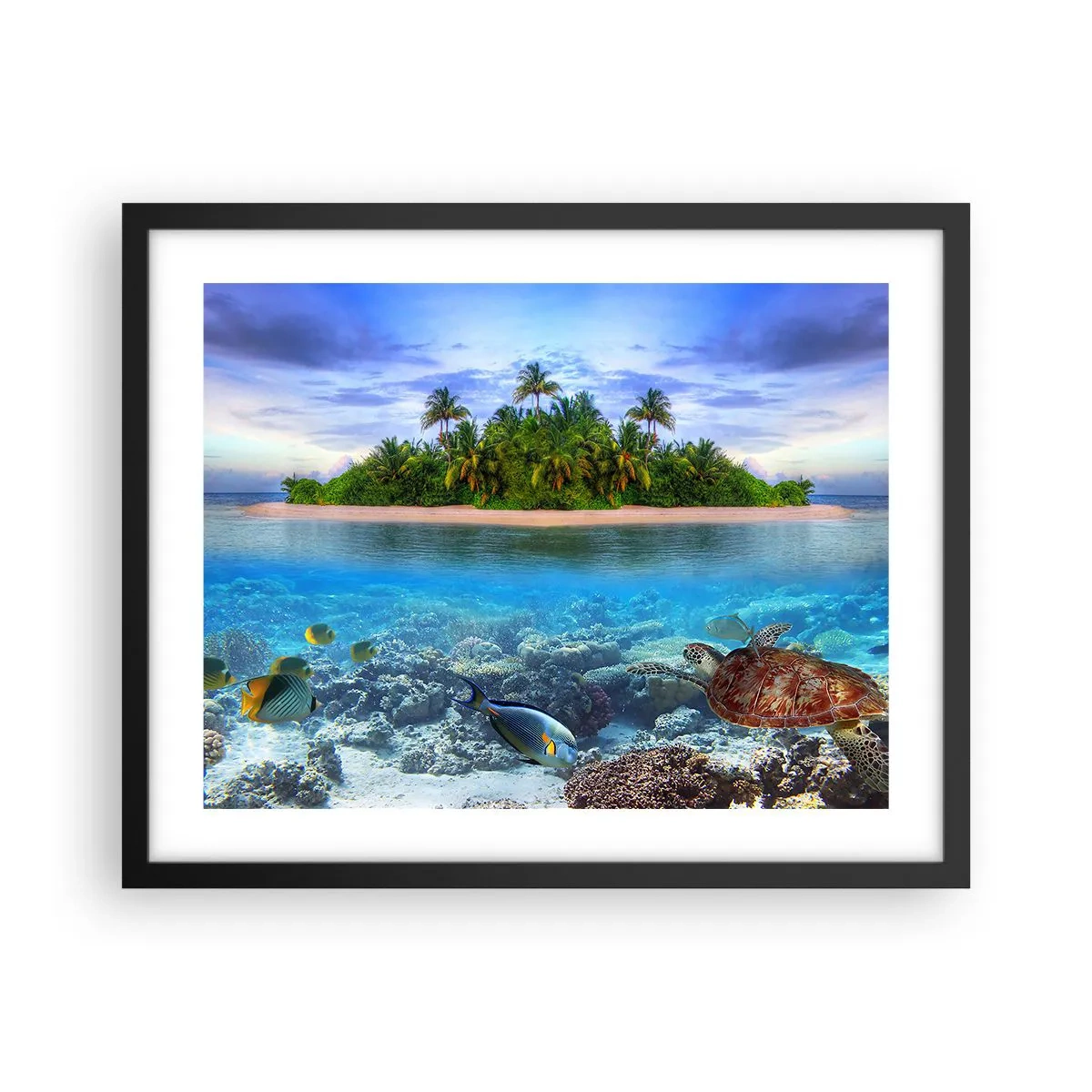 Plakat w czarnej ramie - Niebiańska wyspa zaprasza - 50x40 cm