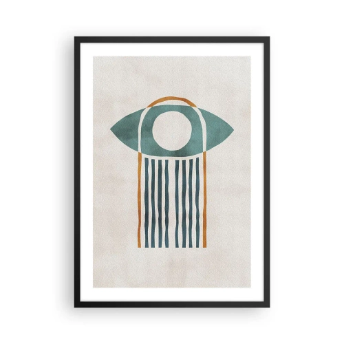 Plakat w czarnej ramie - Minimalistyczny symbol oka w stylu boho - 50x70cm - Znaki i rytuały - Nowoczesna dekoracja ścienna do salonu i sypialni ARTTOR