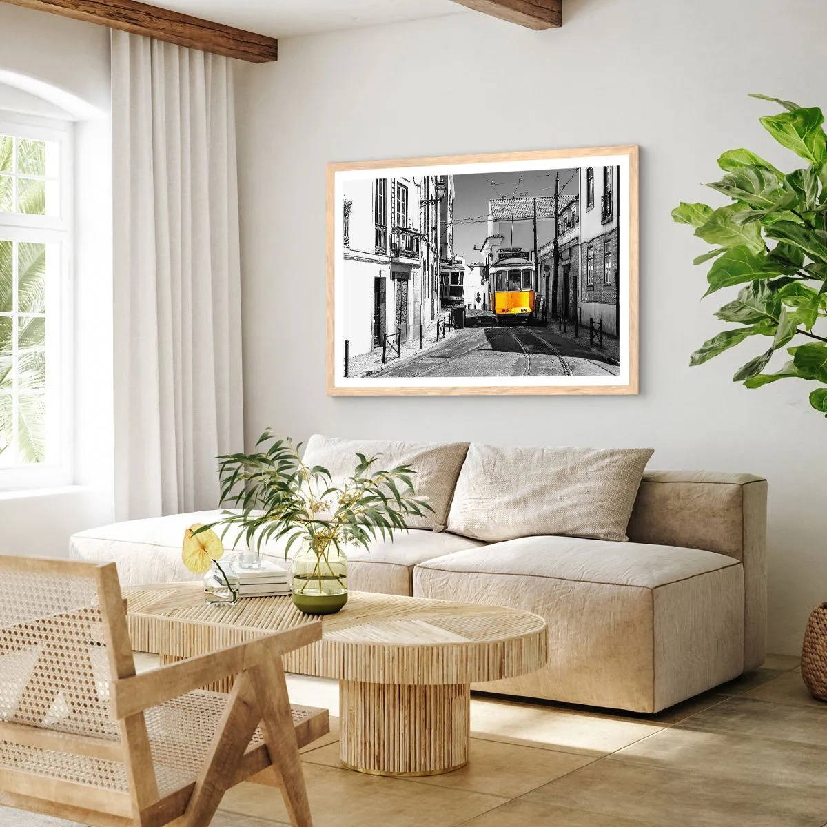 Plakat w ramie jasny dąb - Duch Lizbony - 100x70 cm