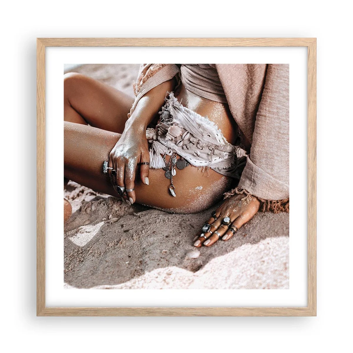 Plakat w ramie jasny dąb - Wyrzucona przez fale? - 50x50 cm