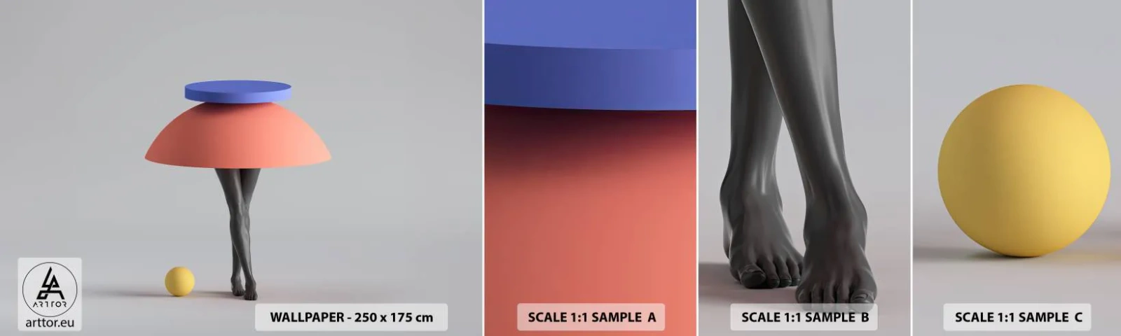 Fototapeta Próbka Standard Eco - Kompozycja surrealistyczna - 3D, Nogi, Kształty - 100x30 cm