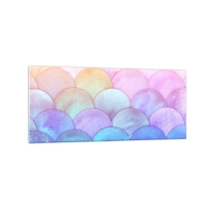 Obraz na szkle - Abstrakcyjne łuski w pastelowych odcieniach - 120x50cm - Perłowa łuska - Nowoczesna dekoracja ścienna do salonu i sypialni ARTTOR