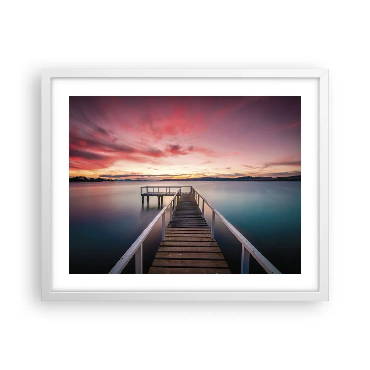 Plakat w białej ramie - Łagodny płomień wieczoru - 50x40 cm