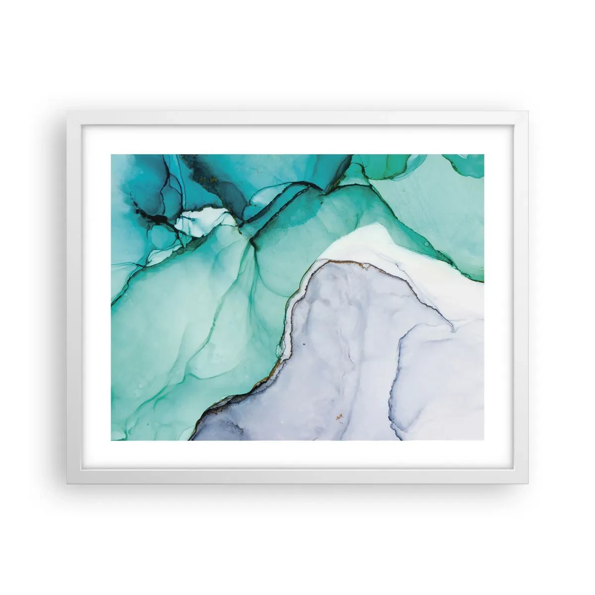 Plakat w białej ramie - Studium w turkusie - 50x40 cm