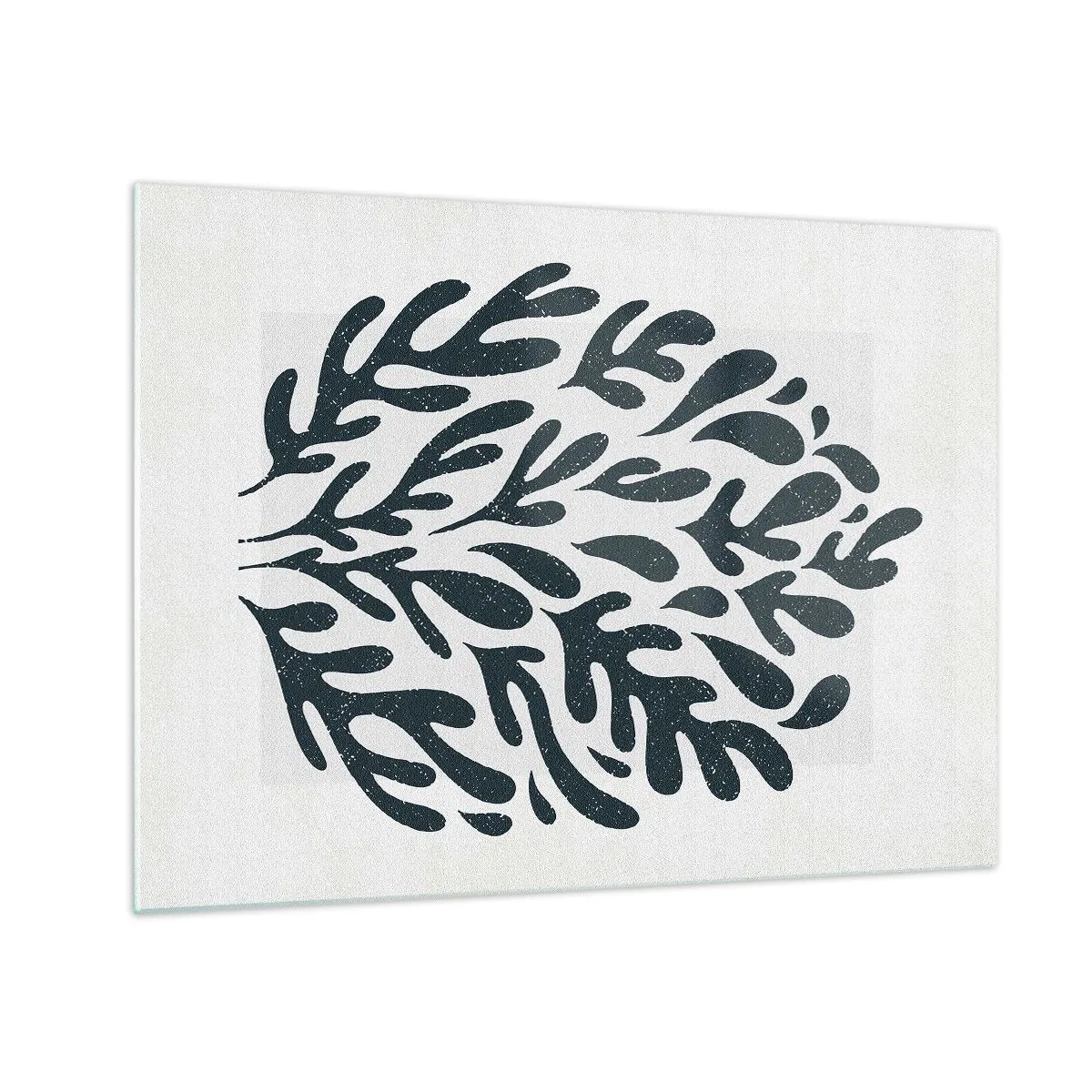 Obraz na szkle - Czarna organiczna forma na białym tle - 70x50cm - Kształty natury - Nowoczesna dekoracja ścienna do salonu i sypialni ARTTOR