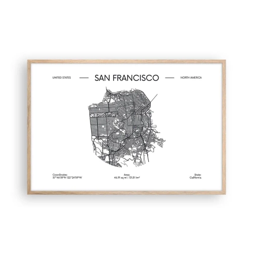 Plakat w ramie jasny dąb - Anatomia San Francisco - 91x61 cm