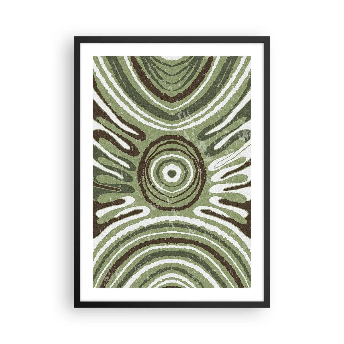 Plakat w czarnej ramie - Symetryczny wzór abstrakcyjny w odcieniach zieleni - 50x70cm - Eksplozja emocji - Nowoczesna dekoracja ścienna do salonu i sypialni ARTTOR