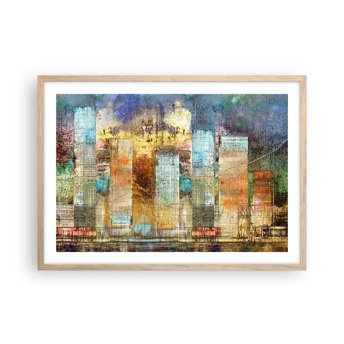 Plakat w ramie jasny dąb - Słoneczna metropolia - 70x50 cm