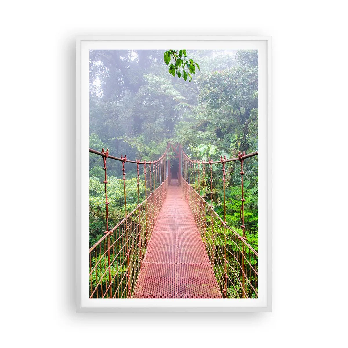 Plakat w białej ramie - Zawieszony nad koronami - 70x100 cm