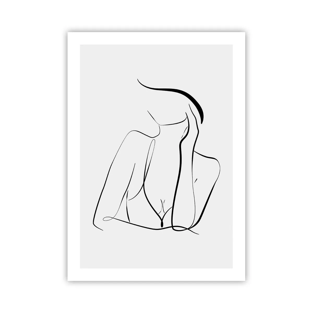 Plakat - Minimalistyczna linia przedstawiająca sylwetkę kobiety - 50x70cm - Na fali marzeń - Nowoczesna dekoracja ścienna do salonu, kuchni i sypialni ARTTOR