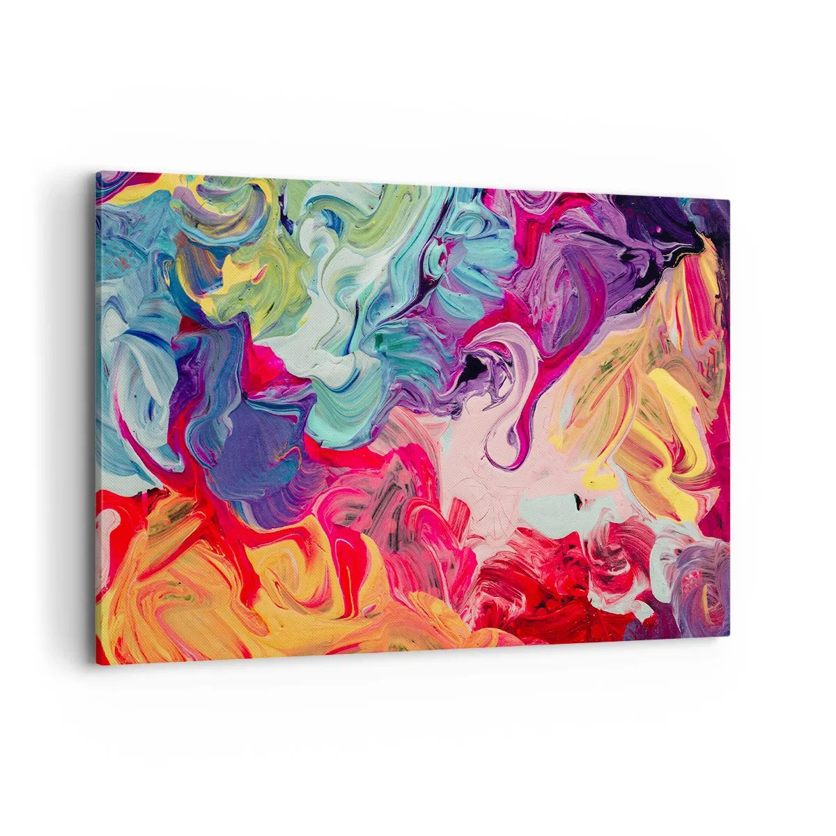 Obraz na płótnie - Abstrakcyjna kompozycja z żywymi, wirującymi kolorami i dynamiczną strukturą - 120x80cm - Narodziny barw - Nowoczesna dekoracja ścienna do salonu, kuchni i sypialni ARTTOR