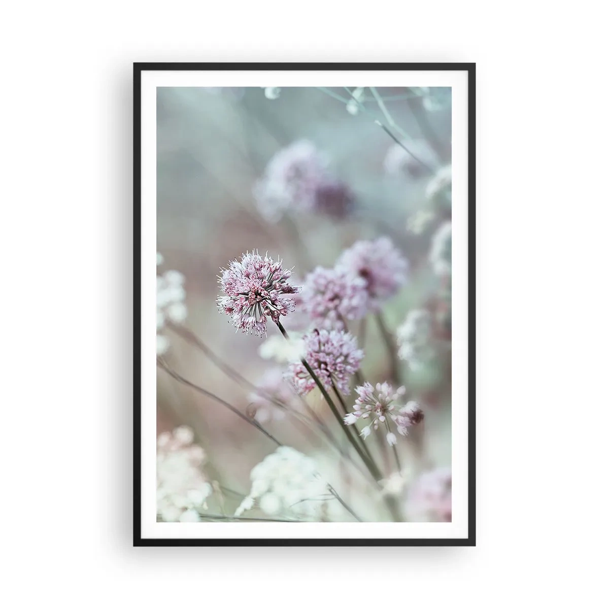 Plakat w czarnej ramie - Słodkie filigrany ziół - 70x100 cm