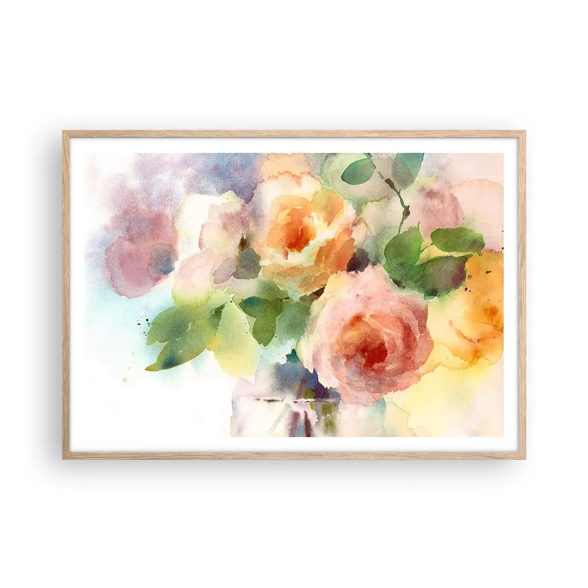 Plakat w ramie jasny dąb - Delikatne jak akwarela - 100x70 cm