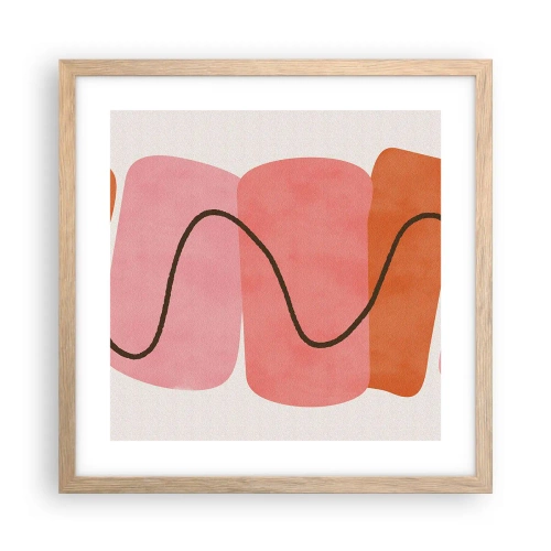 Plakat w ramie jasny dąb - łagodny ruch form - 40x40 cm