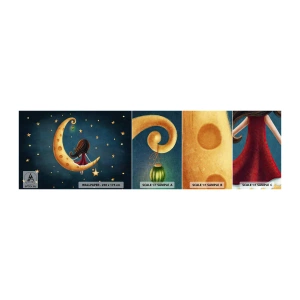 Fototapeta Próbka Samoprzylepna Deluxe Sticker - Pewnego razu… - Dla Dzieci, Dziewczynka, Księżyc - 100x30 cm