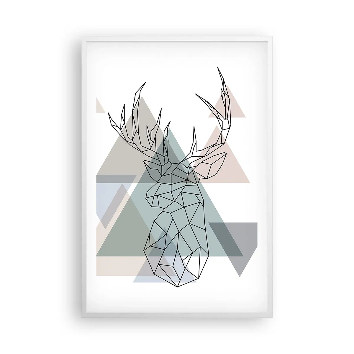 Plakat w białej ramie - W geometrycznym lesie - 61x91 cm