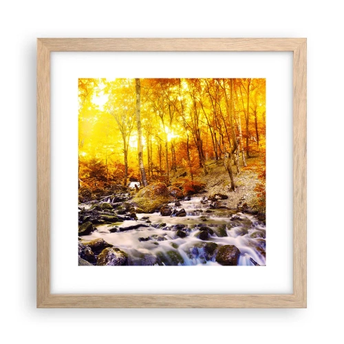 Plakat w ramie jasny dąb - Kamienie oprawne w złoto i platynę - 30x30 cm