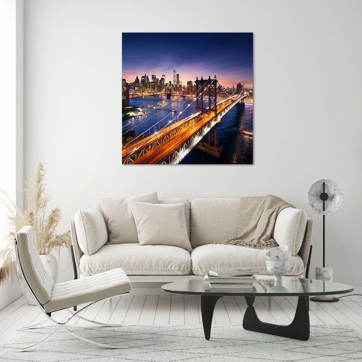 Obraz na szkle - Świetlistym mostem do serca miasta - 60x60 cm