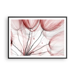 Plakat w czarnej ramie - Delikatne kwiaty w odcieniach czerwieni na jasnym tle - 100x70cm - Przed odlotem - Nowoczesna dekoracja ścienna do salonu i sypialni ARTTOR
