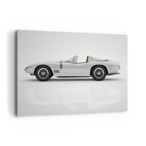Obraz na płótnie - Klasyczny biały kabriolet na jasnym tle - 100x70cm - Obietnica zabawy - Nowoczesna dekoracja ścienna do salonu, kuchni i sypialni ARTTOR