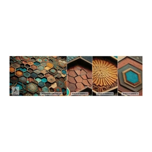 Fototapeta Próbka Premium Canvas - Arabskie ornamenty – wariacja - Sześcian, Mozaika, Wzór - 100x30 cm