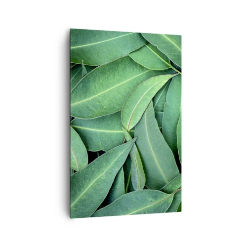 Obraz na płótnie - Zbliżenie na zielone liście tworzące naturalny wzór - 80x120cm - Soczyste i świeże - Nowoczesna dekoracja ścienna do salonu i sypialni ARTTOR