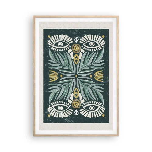 Plakat w ramie jasny dąb - Jak ludowa wycinanka - 70x100 cm