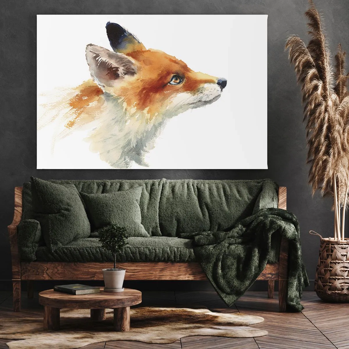 Obraz na płótnie - Rudy lis w akwarelowym stylu na białym tle - 120x80cm - Ostrożności nigdy za wiele - Nowoczesna dekoracja ścienna do salonu, kuchni i sypialni ARTTOR