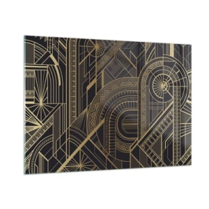 Obraz na szkle - Geometryczny wzór art déco w złocie i czerni - 100x70cm - Koncepty, idee, plany - Nowoczesna dekoracja ścienna do salonu, kuchni i sypialni ARTTOR