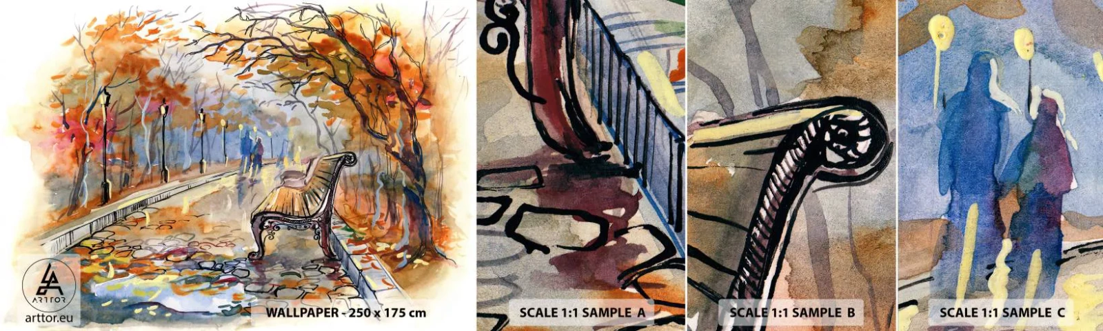 Fototapeta Próbka Samoprzylepna Deluxe Sticker - Razem powędrować w jesień - Krajobraz , Park, Jesień - 100x30 cm