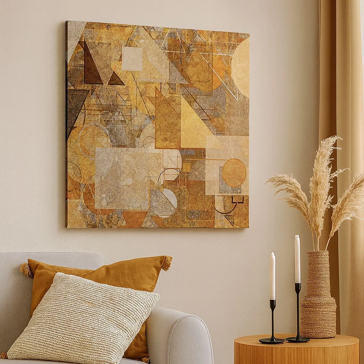 Obraz na płótnie - Kubistyczne studium brązu - 30x30 cm