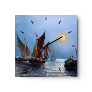 Zegar ścienny - Nocny połów - 40x40 cm