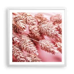 Plakat w białej ramie - Kwietna kaskada w różu - 60x60 cm