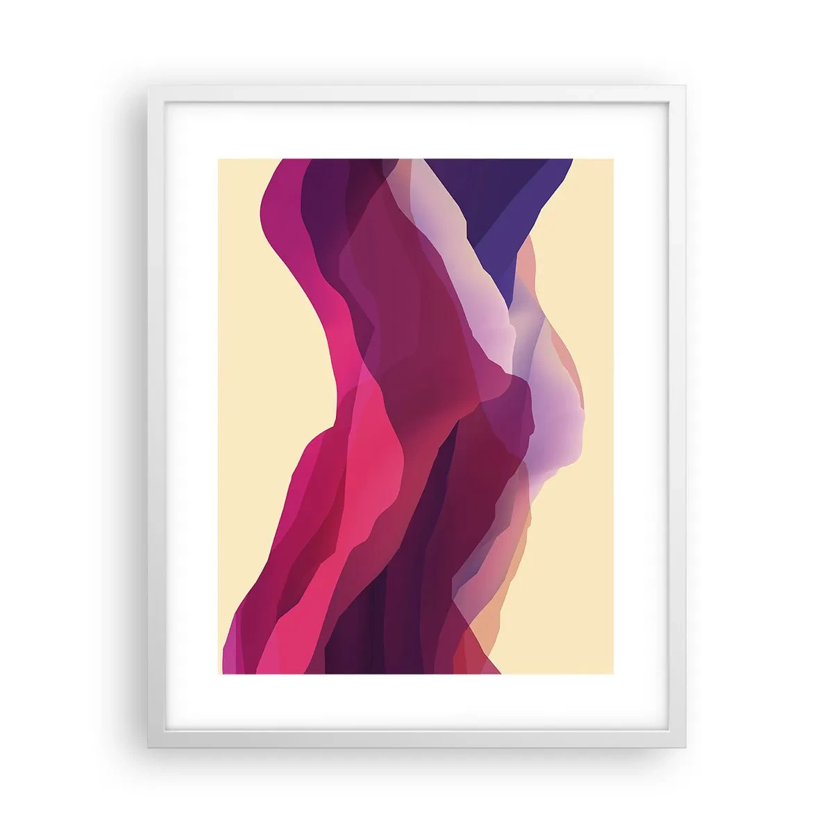 Plakat w białej ramie - Fale purpury - 40x50 cm
