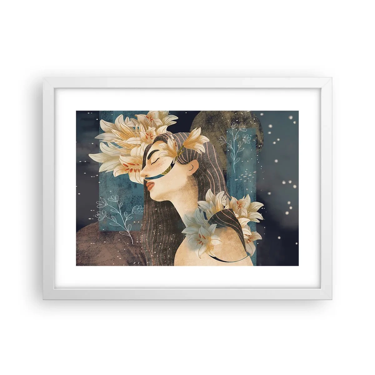 Plakat w białej ramie - Baśń o królewnie z liliami - 40x30 cm